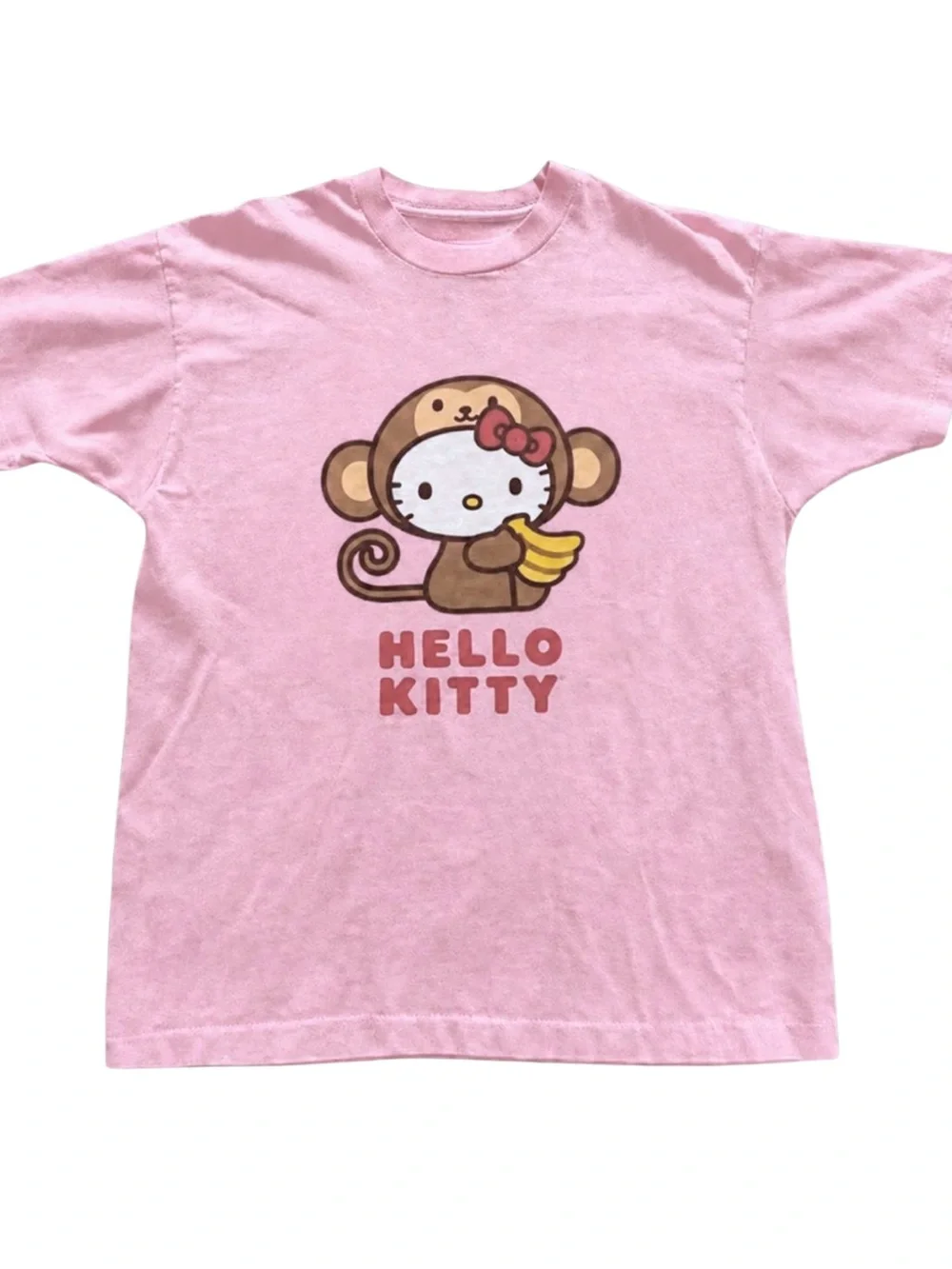 Gildan Pink Graphic Tee with Monkey Kitty Design